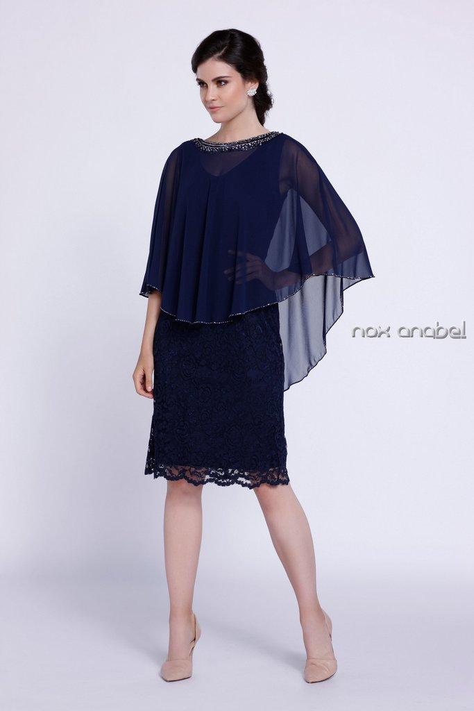 Nox Anabel - Lace V-neck Dress With Caplet 5123
