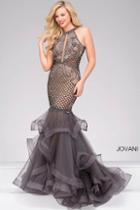 Jovani - Halter Neck Tiered Mermaid Dress 45995
