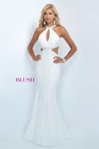 Blush - Crystal Embellished High Neck Mermaid Dress 11034