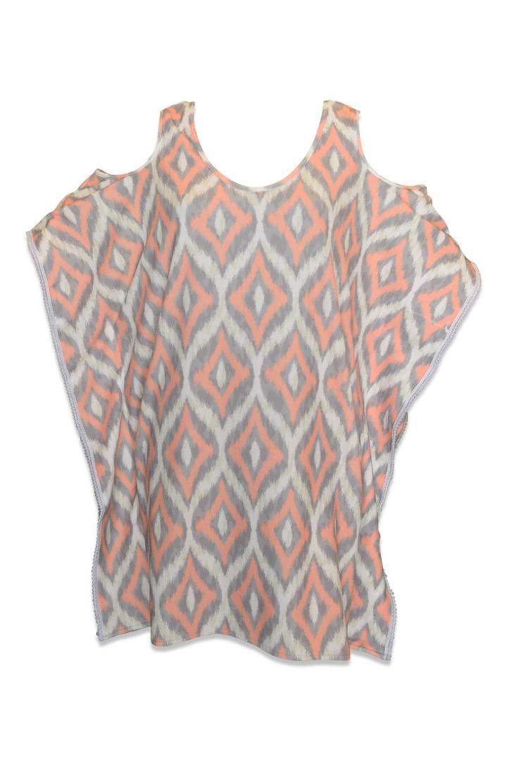 Nicolita Swimwear - New! Mambo Shoulder Cut Out Cover Up Dress In Coral Diamond
