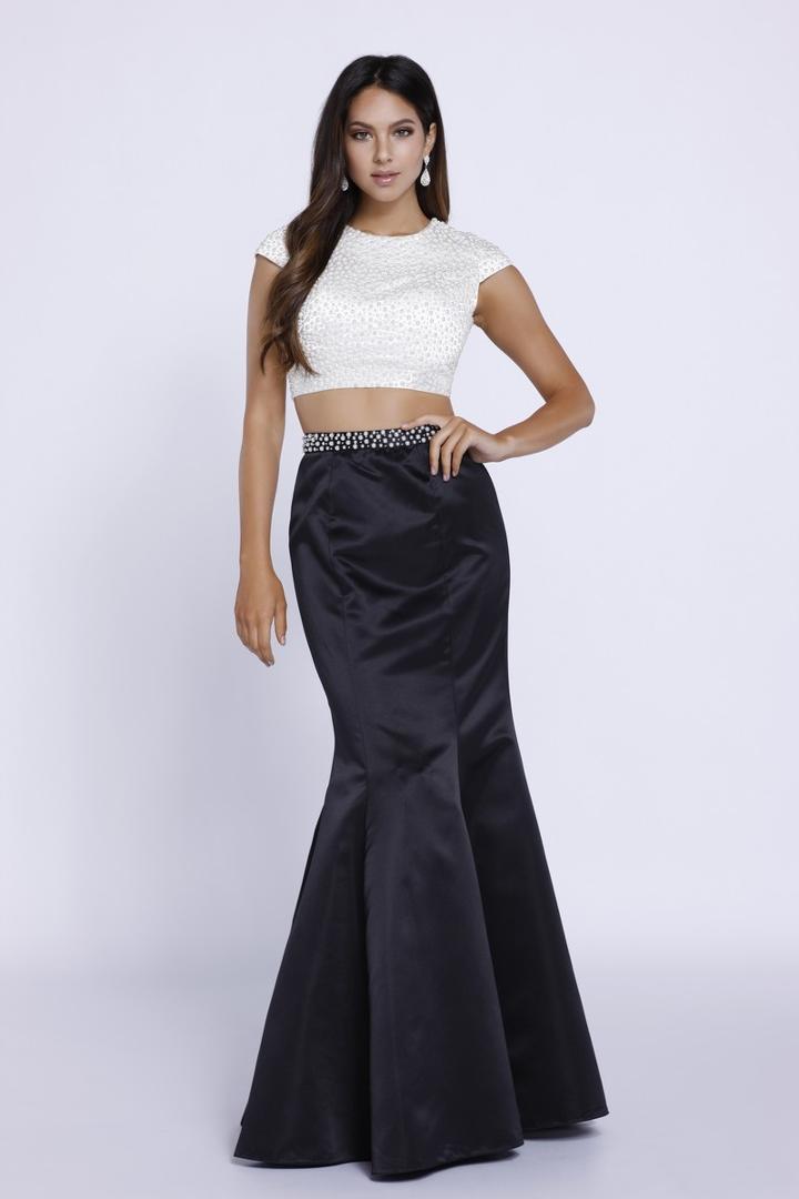 Nox Anabel - 8227 Two-piece Pearl Embellished Gown