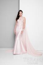 Terani Evening - Shimmering Lacy Mermaid Gown With Cape 1713m3471