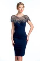 Terani Evening - Ornate Lace Capelet Sheath Cocktail Dress 1521c0219a