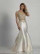 Dave & Johnny - A6601 Bateau Neck Faux Two-piece Mermaid Gown