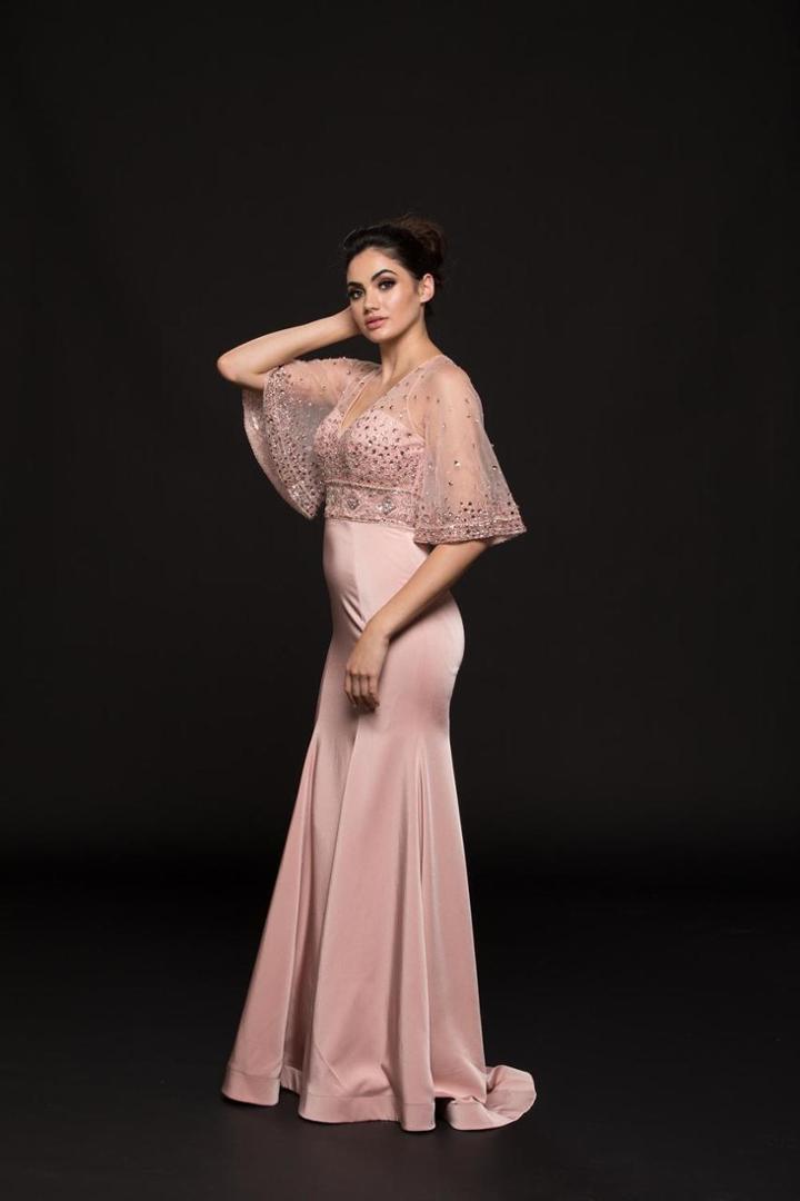 Glow By Colors - G799 Embellished V-neck Trumpet Dress