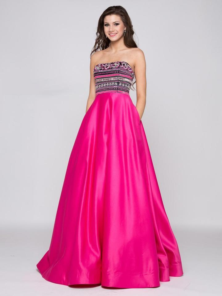 Colors Dress - 1714 Beaded Strapless Striped Satin Dress