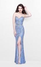 Primavera Couture - Geometric Ornate Strapless Sweetheart Sheath Gown 1520