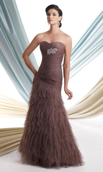 Montage By Mon Cheri - 113917 Long Dress In Mocha