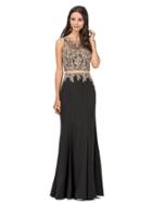 Dancing Queen - Mock Two-piece Gilded Applique Bodice Gown