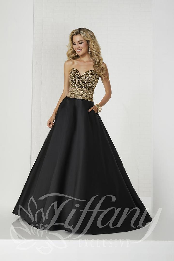 Tiffany Designs - 46127 Strapless Bedazzled Sweetheart Mikado Ballgown