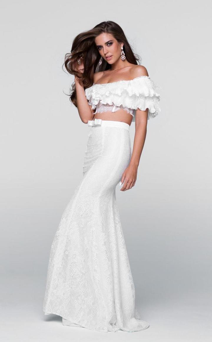 Tarik Ediz - Two-piece Off-the-shoulder Neck Dress 50078