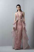 Saiid Kobeisy - 3367 Lace Illusion Bateau Column Dress