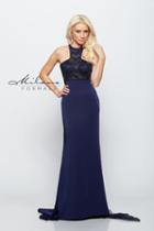 Milano Formals - Beaded Halter Illusion Evening Gown E2174