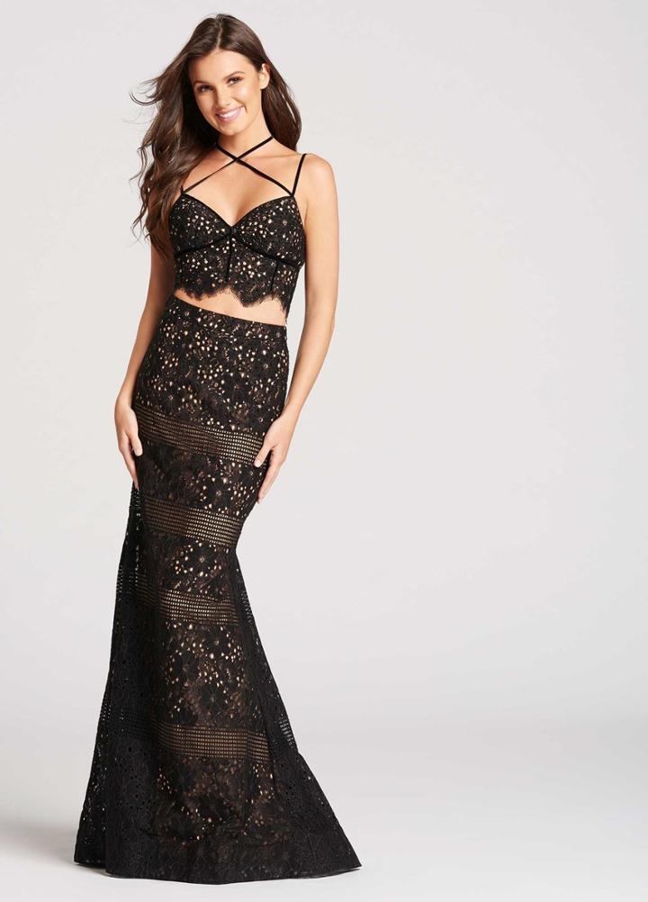 Ellie Wilde - Ew118058 Two Piece Crisscross Fitted Trumpet Gown