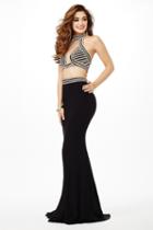 Jovani - Risque High Neck Two-piece Sheath Jersey Gown Jvn33956
