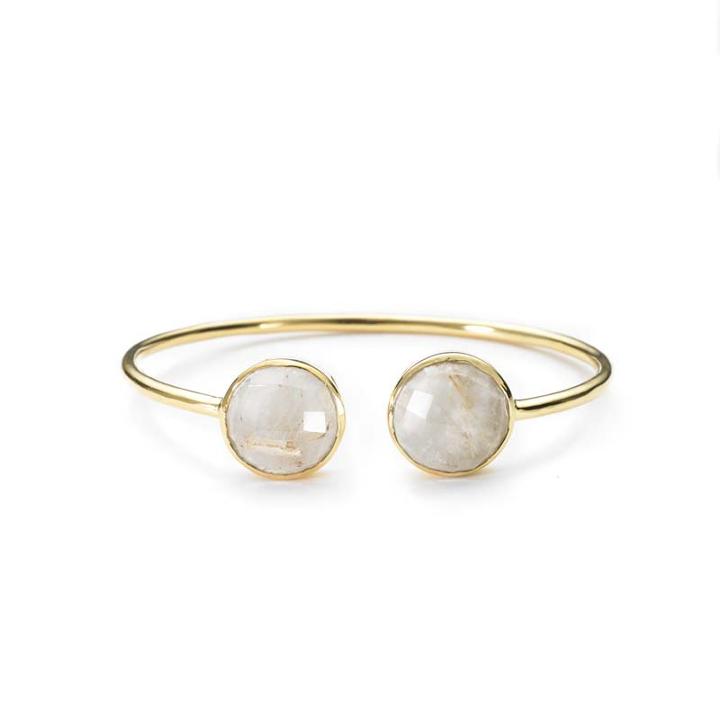 Margaret Elizabeth - Faceted 2 Stone Bangle Golden Rutilated Quartz