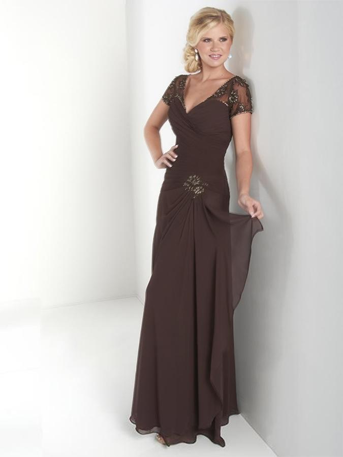 Christina Wu Elegance - 17735 Pleated Bodice V Neckline Surpice Gown