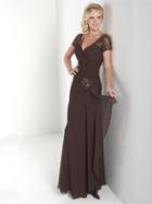 Christina Wu Elegance - 17735 Pleated Bodice V Neckline Surpice Gown