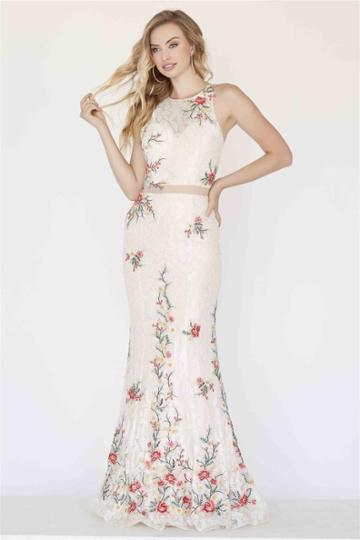 Jolene Collection - 18036 Two Piece Floral Halter Gown