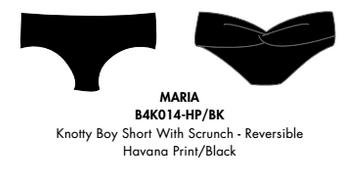 Nicolita Swimwear - New! Knotty Reversible Bikini Boy Short With Scrunch In Havana Print/black