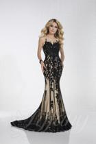 Tiffany Designs - 16274 Sleeveless Contrast Lace Illusion Trumpet Gown