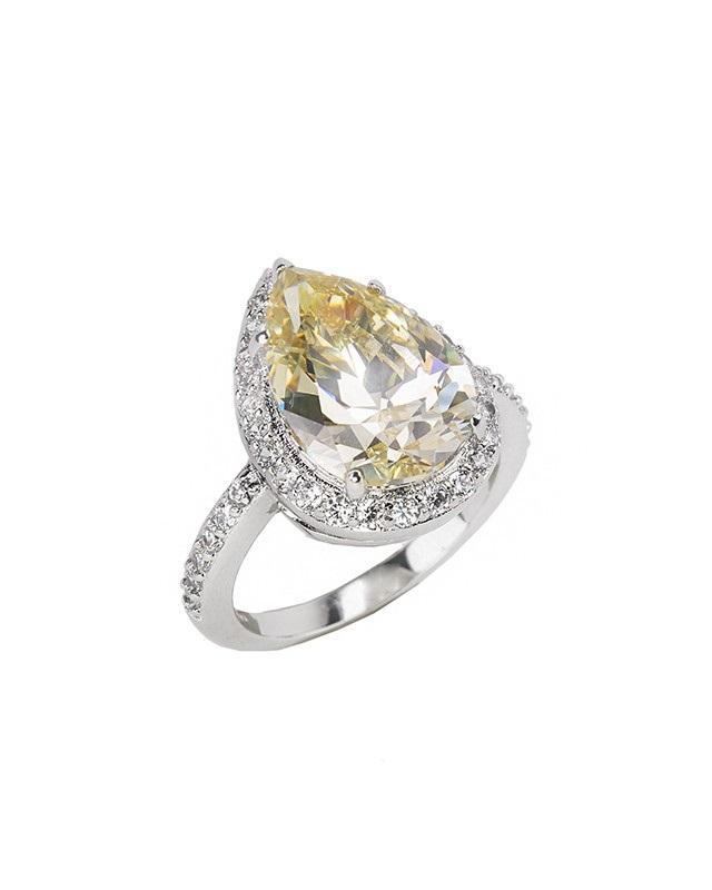 Cz By Kenneth Jay Lane - Canary Pear Cz Ring