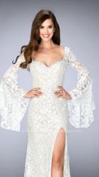La Femme - Gleaming Long Sleeve Laced Sweetheart Long Dress 24249
