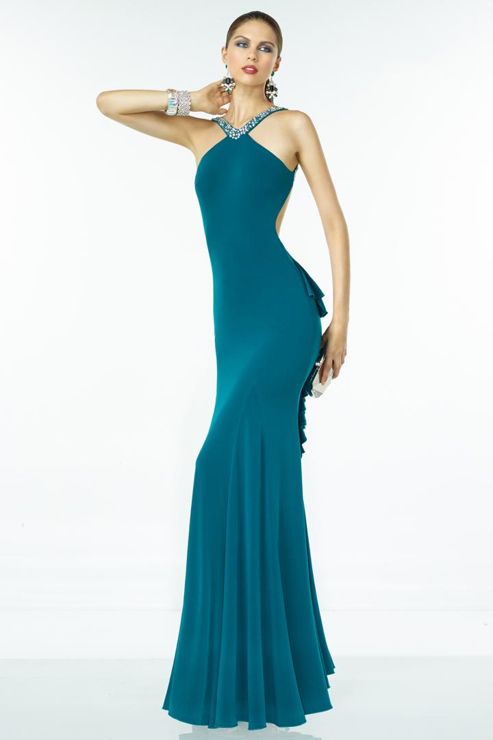 Alyce Paris B'dazzle - 35817 Halter Ruffled Open Back Evening Dress