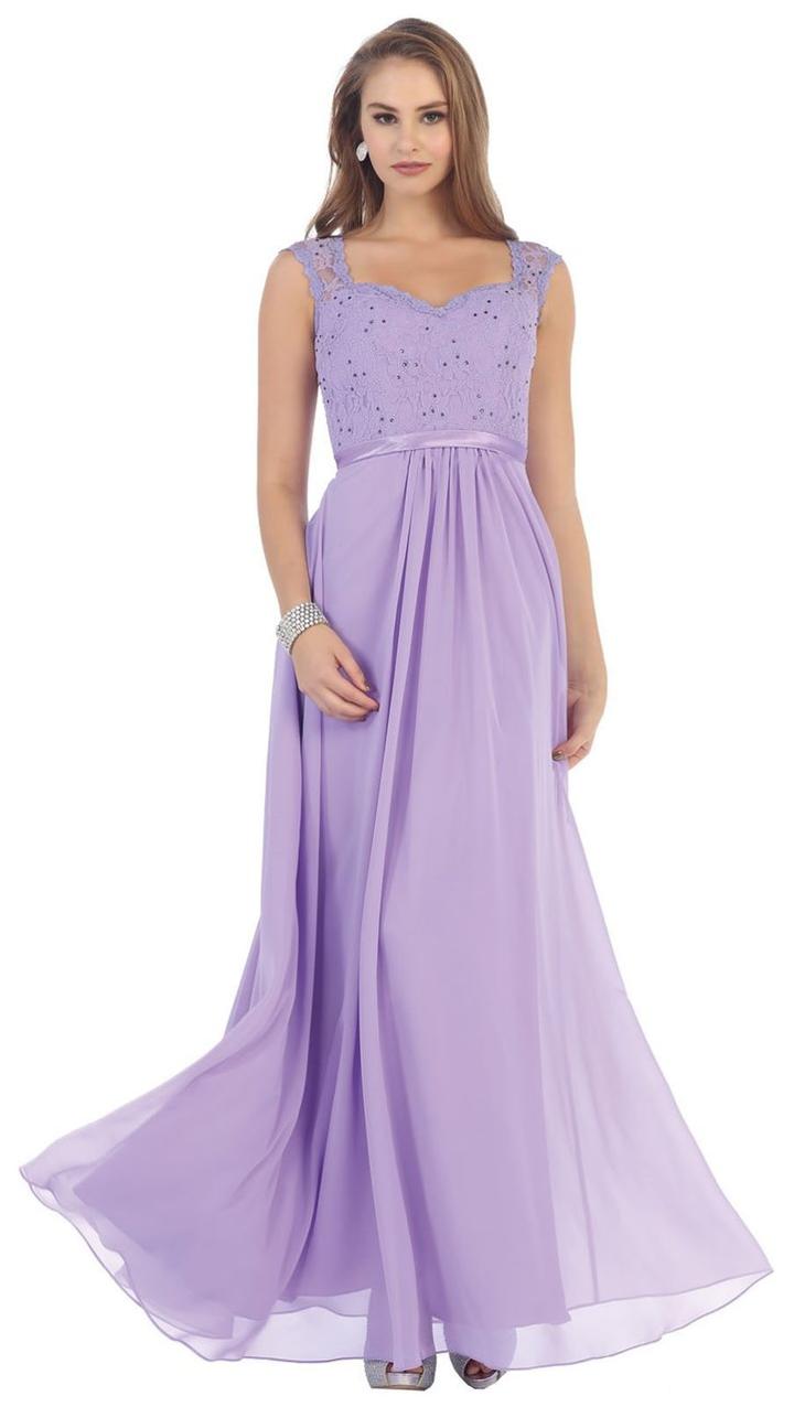 May Queen - Stunning Embellished Sweetheart Neck Chiffon A-line Dress Mq1287