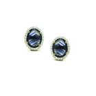 Tresor Collection - Blue Sapphire Stud Earrings With Diamond Pave All Around In 18k Yellow Gold