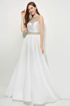 Angela And Alison - 81095 Embellished High Halter A-line Dress