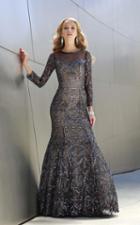 Shail K - 1275 Long Sleeve Geometrical Motif Mermaid Gown