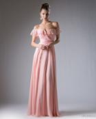 Cinderella Divine - Ruffled Off-shoulder A-line Dress