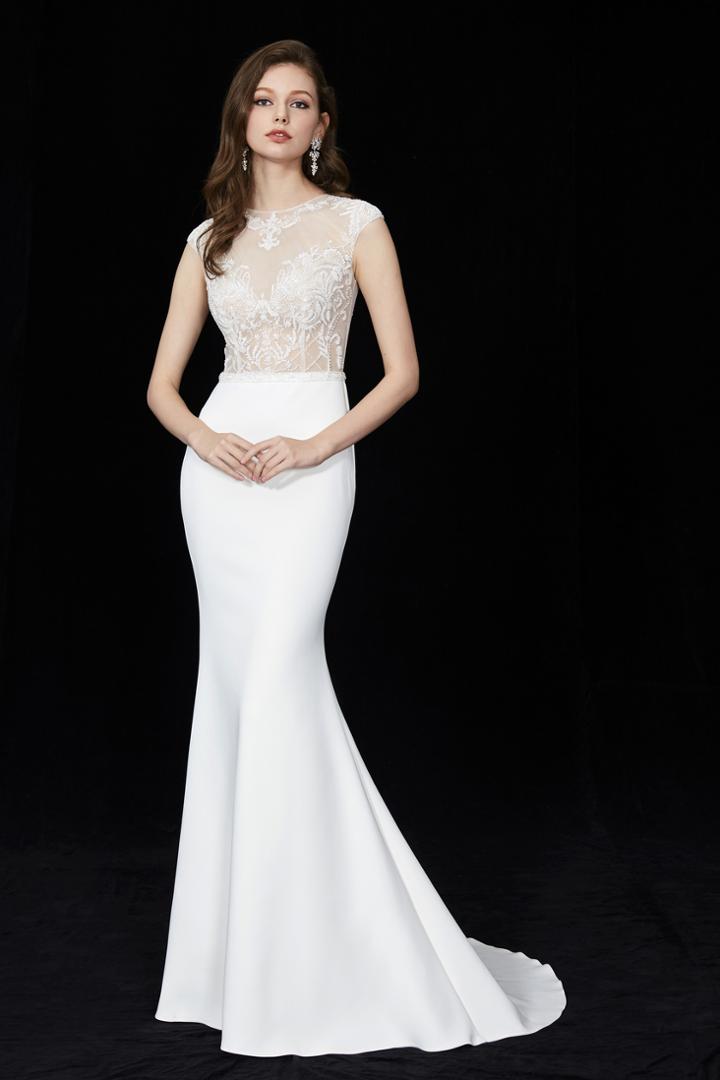 Angela And Alison - 81076 Embellished Illusion Jewel Trumpet Dress
