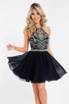 Rachel Allan Short - 4446 Beaded Chiffon A-line Dress