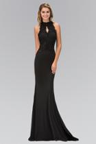 Elizabeth K - Lace Illusion Cutout Sheath Gown Gl1356