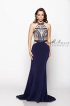 Milano Formals - Contrast Beading Satin Evening Gown E2060