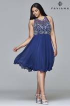 Faviana - 9410 Short Chiffon Dress With Jeweled Bodice