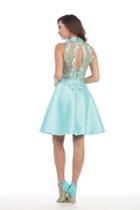 May Queen - Sleeveless Floral Laced High Neck Short A-line Dress Mq1274
