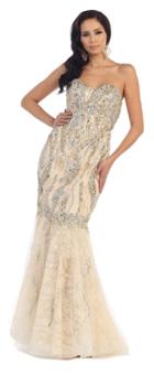 May Queen - Strapless Embellished Sweetheart Mermaid Dress Rq7345