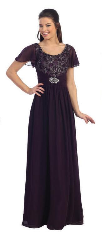 Dancing Queen - 8354 Lace Flutter Sleeves Evening Dress