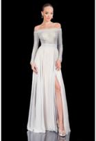 Terani Couture - Off Shoulder Long Sleeves Long Dress 1611m0631b