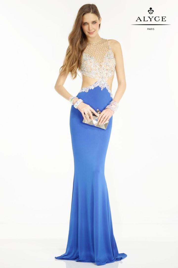 Alyce Paris - 1102 Embellished Illusion Jewel Sheath Dress