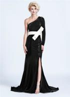 Ashley Lauren - 1073 One Sleeve Velvet Evening Dress
