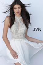 Jovani - Jvn62327 Beaded Halter Sheer A-line Homecoming Dress