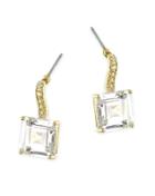 Cz By Kenneth Jay Lane - Gold Plated Princess Cut Drop Pireced Earring