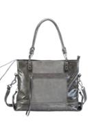 Mofe Handbags - Eunoia Dual-textured Shoulder Bag Grey/gunmetal / Genuine Leather