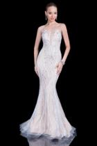 Terani Couture - Entrancing Beaded Mermaid Dress With Illusion Neckline 1611gl0467