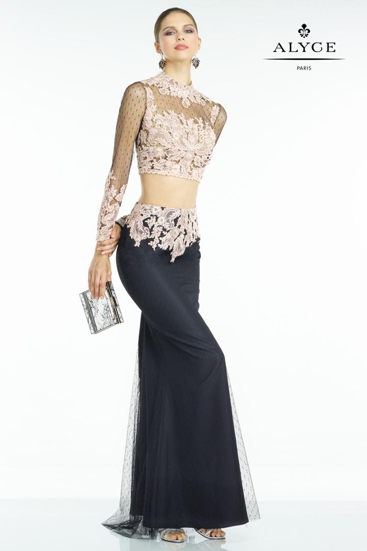 Alyce Paris Black Label - 5767 Two Piece Dress In Black Rosewater