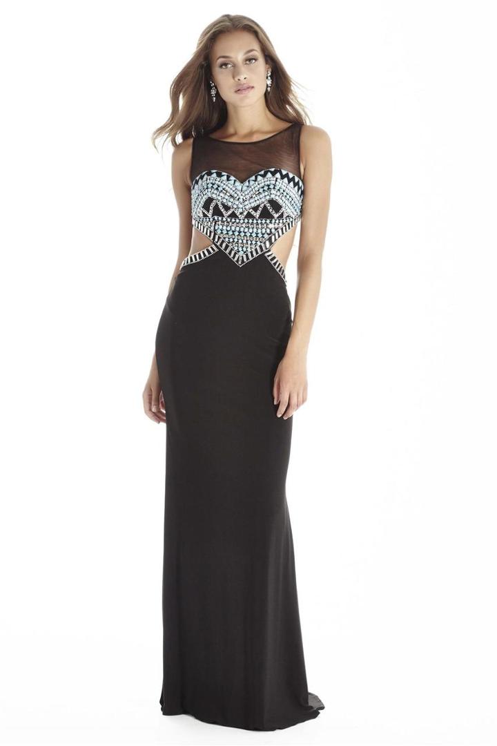 Jolene Collection - 17021 Beaded Illusion Bateau Dress